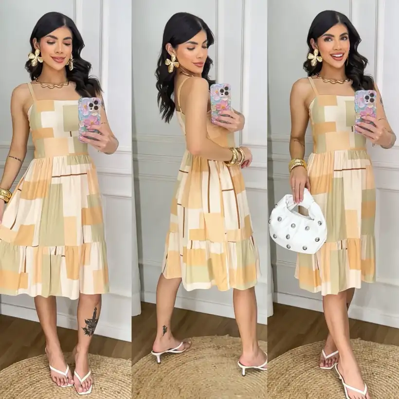 Vestido Patchwork Amarelo